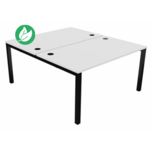 Bureau droit partagé 2 postes Burocolor - Départ - L.140 x P.163 cm - Plateau Blanc - Pieds Noir Bureau droit partagé 2 postes Burocolor - Départ - L.140 x P.163 cm - Plateau Blanc - Pieds Noir