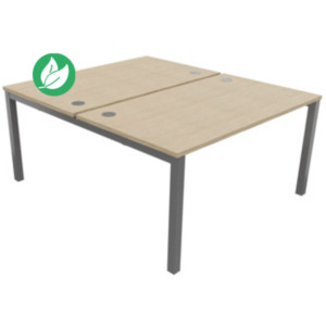 Bureau droit partagé 2 postes Burocolor - Départ - L.140 x P.163 cm - Plateau Chêne - Pieds Aluminium Bureau droit partagé 2 postes Burocolor - Départ - L.140 x P.163 cm - Plateau Chêne - Pieds Aluminium