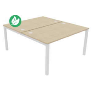 Bureau droit partagé 2 postes Burocolor - Départ - L.140 x P.163 cm - Plateau Chêne - Pieds Blanc Bureau droit partagé 2 postes Burocolor - Départ - L.140 x P.163 cm - Plateau Chêne - Pieds Blanc