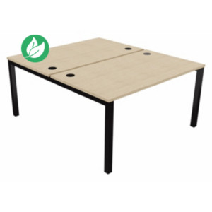 Bureau droit partagé 2 postes Burocolor - Départ - L.140 x P.163 cm - Plateau Chêne - Pieds Noir Bureau droit partagé 2 postes Burocolor - Départ - L.140 x P.163 cm - Plateau Chêne - Pieds Noir