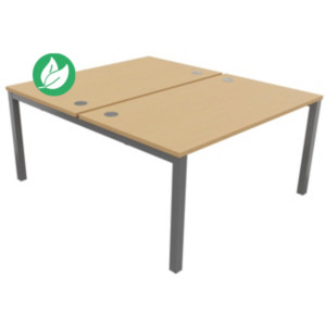 Bureau droit partagé 2 postes Burocolor - Départ - L.140 x P.163 cm - Plateau Hêtre - Pieds Aluminium Bureau droit partagé 2 postes Burocolor - Départ - L.140 x P.163 cm - Plateau Hêtre - Pieds Aluminium