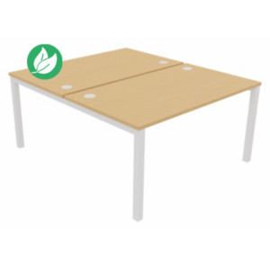 Bureau droit partagé 2 postes Burocolor - Départ - L.140 x P.163 cm - Plateau Hêtre - Pieds Blanc Bureau droit partagé 2 postes Burocolor - Départ - L.140 x P.163 cm - Plateau Hêtre - Pieds Blanc