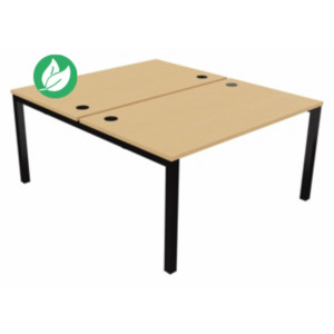 Bureau droit partagé 2 postes Burocolor - Départ - L.140 x P.163 cm - Plateau Hêtre - Pieds Noir Bureau droit partagé 2 postes Burocolor - Départ - L.140 x P.163 cm - Plateau Hêtre - Pieds Noir