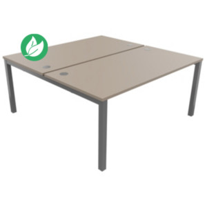 Bureau droit partagé 2 postes Burocolor - Départ - L.160 x P.163 cm - Plateau Argile - Pieds Aluminium Bureau droit partagé 2 postes Burocolor - Départ - L.160 x P.163 cm - Plateau Argile - Pieds Aluminium