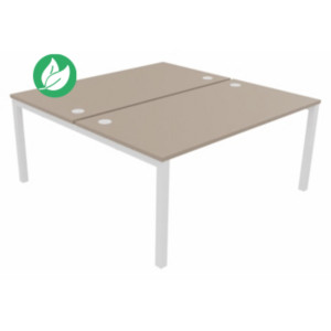 Bureau droit partagé 2 postes Burocolor - Départ - L.160 x P.163 cm - Plateau Argile - Pieds Blanc Bureau droit partagé 2 postes Burocolor - Départ - L.160 x P.163 cm - Plateau Argile - Pieds Blanc