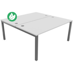 Bureau droit partagé 2 postes Burocolor - Départ - L.160 x P.163 cm - Plateau Blanc - Pieds Aluminium Bureau droit partagé 2 postes Burocolor - Départ - L.160 x P.163 cm - Plateau Blanc - Pieds Aluminium