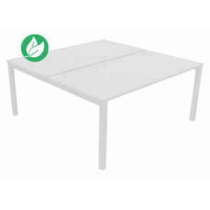 Bureau droit partagé 2 postes Burocolor - Départ - L.160 x P.163 cm - Plateau Blanc - Pieds Blanc Bureau droit partagé 2 postes Burocolor - Départ - L.160 x P.163 cm - Plateau Blanc - Pieds Blanc