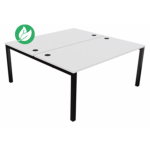 Bureau droit partagé 2 postes Burocolor - Départ - L.160 x P.163 cm - Plateau Blanc - Pieds Noir Bureau droit partagé 2 postes Burocolor - Départ - L.160 x P.163 cm - Plateau Blanc - Pieds Noir