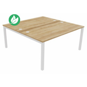 Bureau droit partagé 2 postes Burocolor - Départ - L.160 x P.163 cm - Plateau Chêne Nebraska - Pieds Blanc Bureau droit partagé 2 postes Burocolor - Départ - L.160 x P.163 cm - Plateau Chêne Nebraska - Pieds Blanc