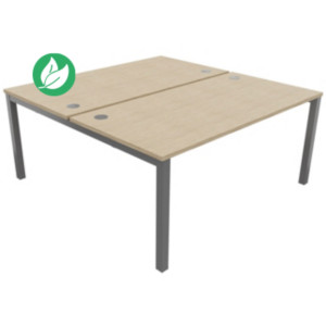 Bureau droit partagé 2 postes Burocolor - Départ - L.160 x P.163 cm - Plateau Chêne - Pieds Aluminium Bureau droit partagé 2 postes Burocolor - Départ - L.160 x P.163 cm - Plateau Chêne - Pieds Aluminium
