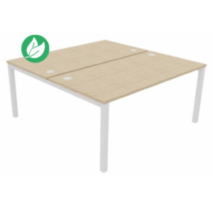 Bureau droit partagé 2 postes Burocolor - Départ - L.160 x P.163 cm - Plateau Chêne - Pieds Blanc Bureau droit partagé 2 postes Burocolor - Départ - L.160 x P.163 cm - Plateau Chêne - Pieds Blanc