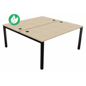 Bureau droit partagé 2 postes Burocolor - Départ - L.160 x P.163 cm - Plateau Chêne - Pieds Noir Bureau droit partagé 2 postes Burocolor - Départ - L.160 x P.163 cm - Plateau Chêne - Pieds Noir