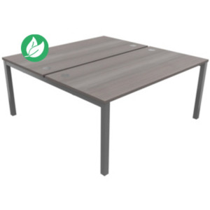 Bureau droit partagé 2 postes Burocolor - Départ - L.160 x P.163 cm - Plateau Cèdre - Pieds Aluminium Bureau droit partagé 2 postes Burocolor - Départ - L.160 x P.163 cm - Plateau Cèdre - Pieds Aluminium
