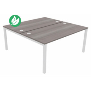 Bureau droit partagé 2 postes Burocolor - Départ - L.160 x P.163 cm - Plateau Cèdre - Pieds Blanc Bureau droit partagé 2 postes Burocolor - Départ - L.160 x P.163 cm - Plateau Cèdre - Pieds Blanc
