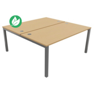 Bureau droit partagé 2 postes Burocolor - Départ - L.160 x P.163 cm - Plateau Hêtre - Pieds Aluminium Bureau droit partagé 2 postes Burocolor - Départ - L.160 x P.163 cm - Plateau Hêtre - Pieds Aluminium