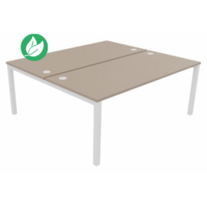 Bureau droit partagé 2 postes Burocolor - Départ - L.180 x P.163 cm - Plateau Argile - Pieds Blanc Bureau droit partagé 2 postes Burocolor - Départ - L.180 x P.163 cm - Plateau Argile - Pieds Blanc