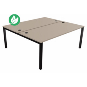 Bureau droit partagé 2 postes Burocolor - Départ - L.180 x P.163 cm - Plateau Argile - Pieds Noir Bureau droit partagé 2 postes Burocolor - Départ - L.180 x P.163 cm - Plateau Argile - Pieds Noir