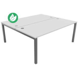 Bureau droit partagé 2 postes Burocolor - Départ - L.180 x P.163 cm - Plateau Blanc - Pieds Aluminium Bureau droit partagé 2 postes Burocolor - Départ - L.180 x P.163 cm - Plateau Blanc - Pieds Aluminium