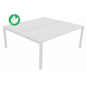 Bureau droit partagé 2 postes Burocolor - Départ - L.180 x P.163 cm - Plateau Blanc - Pieds Blanc Bureau droit partagé 2 postes Burocolor - Départ - L.180 x P.163 cm - Plateau Blanc - Pieds Blanc