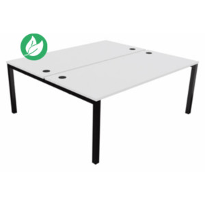 Bureau droit partagé 2 postes Burocolor - Départ - L.180 x P.163 cm - Plateau Blanc - Pieds Noir Bureau droit partagé 2 postes Burocolor - Départ - L.180 x P.163 cm - Plateau Blanc - Pieds Noir