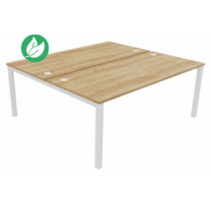 Bureau droit partagé 2 postes Burocolor - Départ - L.180 x P.163 cm - Plateau Chêne Nebraska - Pieds Blanc Bureau droit partagé 2 postes Burocolor - Départ - L.180 x P.163 cm - Plateau Chêne Nebraska - Pieds Blanc