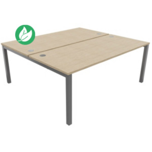 Bureau droit partagé 2 postes Burocolor - Départ - L.180 x P.163 cm - Plateau Chêne - Pieds Aluminium Bureau droit partagé 2 postes Burocolor - Départ - L.180 x P.163 cm - Plateau Chêne - Pieds Aluminium