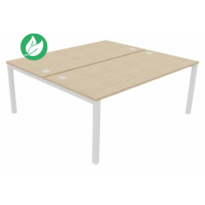 Bureau droit partagé 2 postes Burocolor - Départ - L.180 x P.163 cm - Plateau Chêne - Pieds Blanc Bureau droit partagé 2 postes Burocolor - Départ - L.180 x P.163 cm - Plateau Chêne - Pieds Blanc