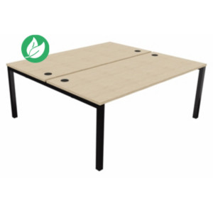 Bureau droit partagé 2 postes Burocolor - Départ - L.180 x P.163 cm - Plateau Chêne - Pieds Noir Bureau droit partagé 2 postes Burocolor - Départ - L.180 x P.163 cm - Plateau Chêne - Pieds Noir