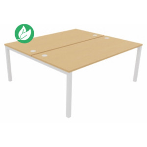 Bureau droit partagé 2 postes Burocolor - Départ - L.180 x P.163 cm - Plateau Hêtre - Pieds Blanc Bureau droit partagé 2 postes Burocolor - Départ - L.180 x P.163 cm - Plateau Hêtre - Pieds Blanc