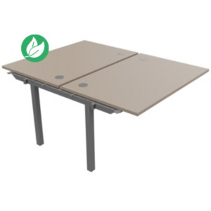 Bureau droit partagé 2 postes Burocolor - Suivant - L.120 x P.163 cm - Plateau Argile - Pieds Aluminium Bureau droit partagé 2 postes Burocolor - Suivant - L.120 x P.163 cm - Plateau Argile - Pieds Aluminium