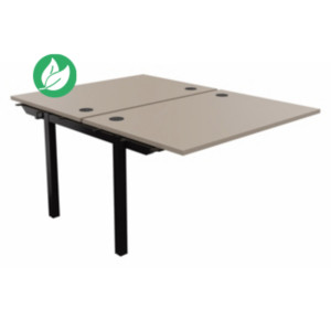 Bureau droit partagé 2 postes Burocolor - Suivant - L.120 x P.163 cm - Plateau Argile - Pieds Noir Bureau droit partagé 2 postes Burocolor - Suivant - L.120 x P.163 cm - Plateau Argile - Pieds Noir