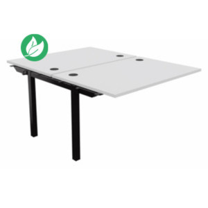 Bureau droit partagé 2 postes Burocolor - Suivant - L.120 x P.163 cm - Plateau Blanc - Pieds Noir Bureau droit partagé 2 postes Burocolor - Suivant - L.120 x P.163 cm - Plateau Blanc - Pieds Noir