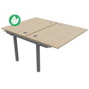 Bureau droit partagé 2 postes Burocolor - Suivant - L.120 x P.163 cm - Plateau Chêne - Pieds Aluminium Bureau droit partagé 2 postes Burocolor - Suivant - L.120 x P.163 cm - Plateau Chêne - Pieds Aluminium