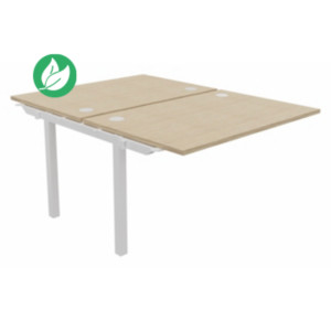 Bureau droit partagé 2 postes Burocolor - Suivant - L.120 x P.163 cm - Plateau Chêne - Pieds Blanc Bureau droit partagé 2 postes Burocolor - Suivant - L.120 x P.163 cm - Plateau Chêne - Pieds Blanc
