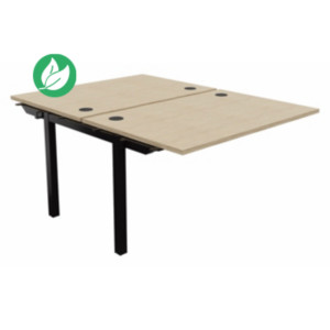 Bureau droit partagé 2 postes Burocolor - Suivant - L.120 x P.163 cm - Plateau Chêne - Pieds Noir Bureau droit partagé 2 postes Burocolor - Suivant - L.120 x P.163 cm - Plateau Chêne - Pieds Noir