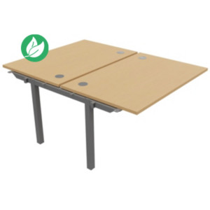 Bureau droit partagé 2 postes Burocolor - Suivant - L.120 x P.163 cm - Plateau Hêtre - Pieds Aluminium Bureau droit partagé 2 postes Burocolor - Suivant - L.120 x P.163 cm - Plateau Hêtre - Pieds Aluminium