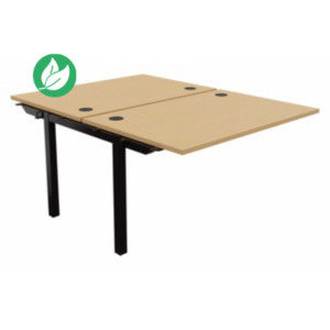 Bureau droit partagé 2 postes Burocolor - Suivant - L.120 x P.163 cm - Plateau Hêtre - Pieds Noir Bureau droit partagé 2 postes Burocolor - Suivant - L.120 x P.163 cm - Plateau Hêtre - Pieds Noir