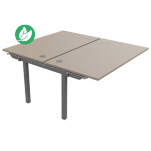 Bureau droit partagé 2 postes Burocolor - Suivant - L.140 x P.163 cm - Plateau Argile - Pieds Aluminium Bureau droit partagé 2 postes Burocolor - Suivant - L.140 x P.163 cm - Plateau Argile - Pieds Aluminium