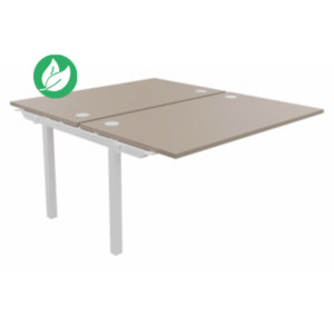 Bureau droit partagé 2 postes Burocolor - Suivant - L.140 x P.163 cm - Plateau Argile - Pieds Blanc Bureau droit partagé 2 postes Burocolor - Suivant - L.140 x P.163 cm - Plateau Argile - Pieds Blanc