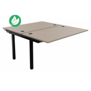 Bureau droit partagé 2 postes Burocolor - Suivant - L.140 x P.163 cm - Plateau Argile - Pieds Noir Bureau droit partagé 2 postes Burocolor - Suivant - L.140 x P.163 cm - Plateau Argile - Pieds Noir