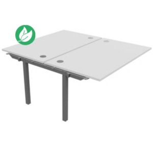 Bureau droit partagé 2 postes Burocolor - Suivant - L.140 x P.163 cm - Plateau Blanc - Pieds Aluminium Bureau droit partagé 2 postes Burocolor - Suivant - L.140 x P.163 cm - Plateau Blanc - Pieds Aluminium