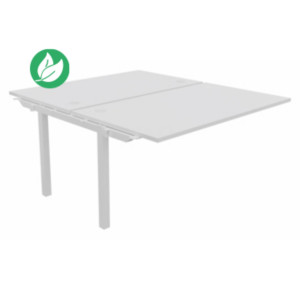 Bureau droit partagé 2 postes Burocolor - Suivant - L.140 x P.163 cm - Plateau Blanc - Pieds Blanc Bureau droit partagé 2 postes Burocolor - Suivant - L.140 x P.163 cm - Plateau Blanc - Pieds Blanc