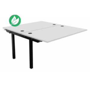 Bureau droit partagé 2 postes Burocolor - Suivant - L.140 x P.163 cm - Plateau Blanc - Pieds Noir Bureau droit partagé 2 postes Burocolor - Suivant - L.140 x P.163 cm - Plateau Blanc - Pieds Noir