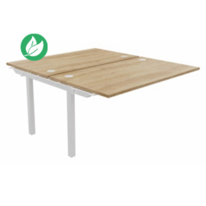 Bureau droit partagé 2 postes Burocolor - Suivant - L.140 x P.163 cm - Plateau Chêne Nebraska - Pieds Blanc Bureau droit partagé 2 postes Burocolor - Suivant - L.140 x P.163 cm - Plateau Chêne Nebraska - Pieds Blanc