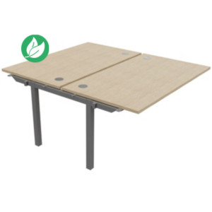 Bureau droit partagé 2 postes Burocolor - Suivant - L.140 x P.163 cm - Plateau Chêne - Pieds Aluminium Bureau droit partagé 2 postes Burocolor - Suivant - L.140 x P.163 cm - Plateau Chêne - Pieds Aluminium