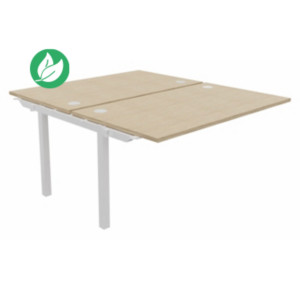 Bureau droit partagé 2 postes Burocolor - Suivant - L.140 x P.163 cm - Plateau Chêne - Pieds Blanc Bureau droit partagé 2 postes Burocolor - Suivant - L.140 x P.163 cm - Plateau Chêne - Pieds Blanc