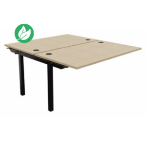 Bureau droit partagé 2 postes Burocolor - Suivant - L.140 x P.163 cm - Plateau Chêne - Pieds Noir Bureau droit partagé 2 postes Burocolor - Suivant - L.140 x P.163 cm - Plateau Chêne - Pieds Noir