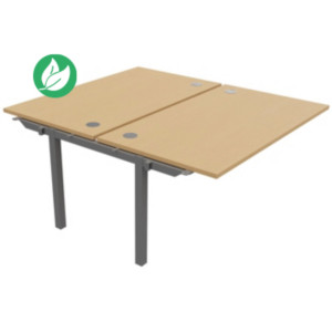 Bureau droit partagé 2 postes Burocolor - Suivant - L.140 x P.163 cm - Plateau Hêtre - Pieds Aluminium Bureau droit partagé 2 postes Burocolor - Suivant - L.140 x P.163 cm - Plateau Hêtre - Pieds Aluminium