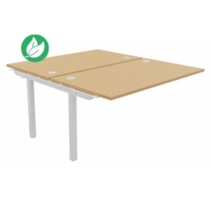 Bureau droit partagé 2 postes Burocolor - Suivant - L.140 x P.163 cm - Plateau Hêtre - Pieds Blanc Bureau droit partagé 2 postes Burocolor - Suivant - L.140 x P.163 cm - Plateau Hêtre - Pieds Blanc