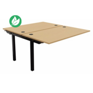 Bureau droit partagé 2 postes Burocolor - Suivant - L.140 x P.163 cm - Plateau Hêtre - Pieds Noir Bureau droit partagé 2 postes Burocolor - Suivant - L.140 x P.163 cm - Plateau Hêtre - Pieds Noir